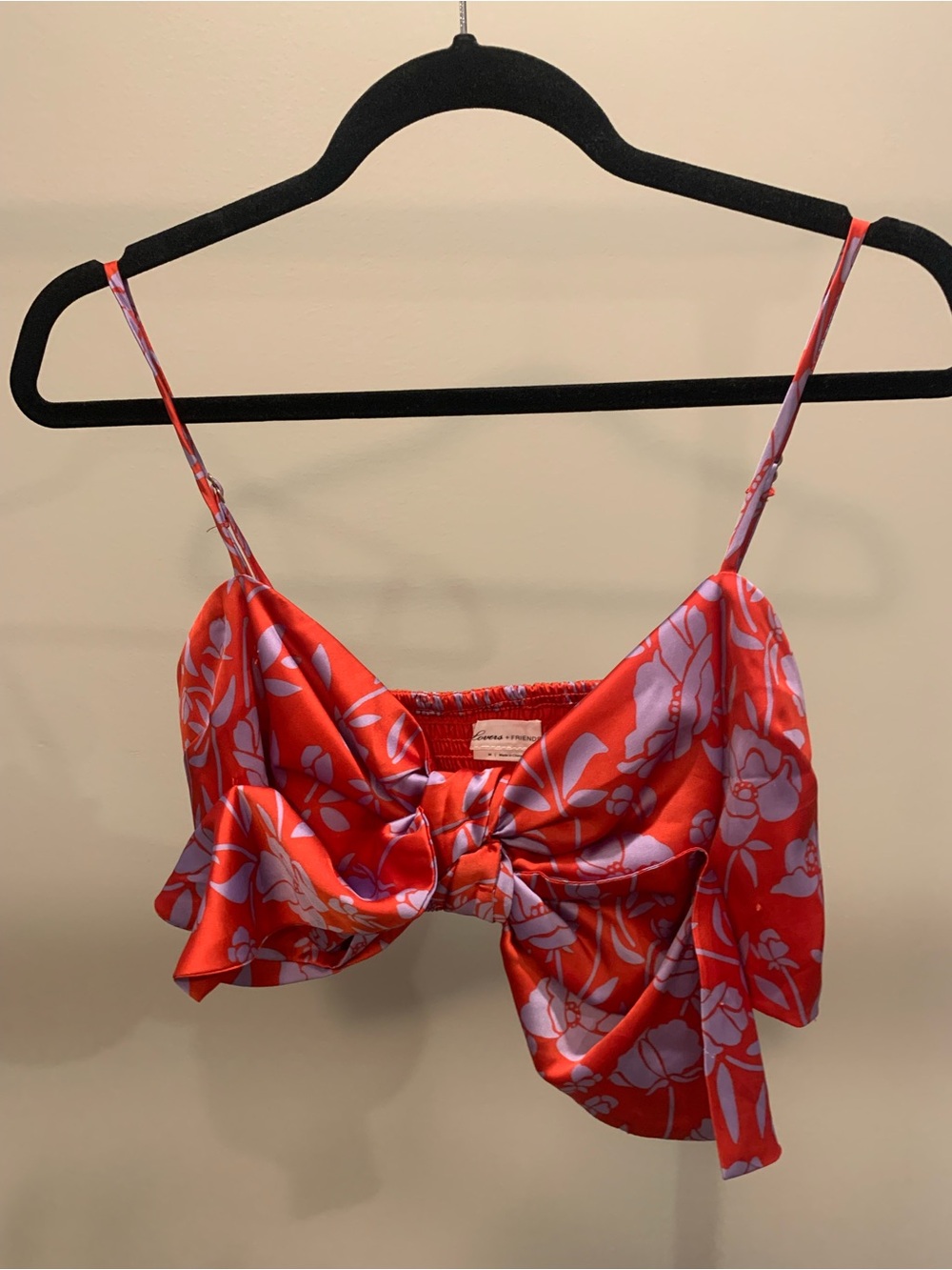 Lovers + Friends Red and Lavender Floral Tie-Front Crop Top